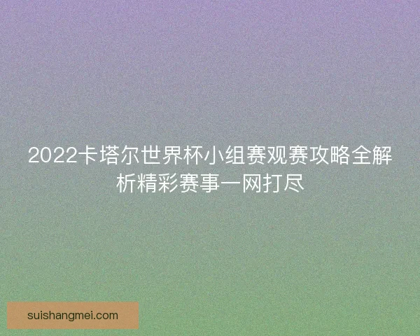 2022卡塔尔世界杯小组赛观赛攻略全解析精彩赛事一网打尽